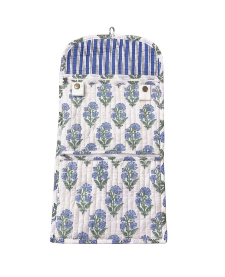 Block Print Jewelry Pouch - Blue