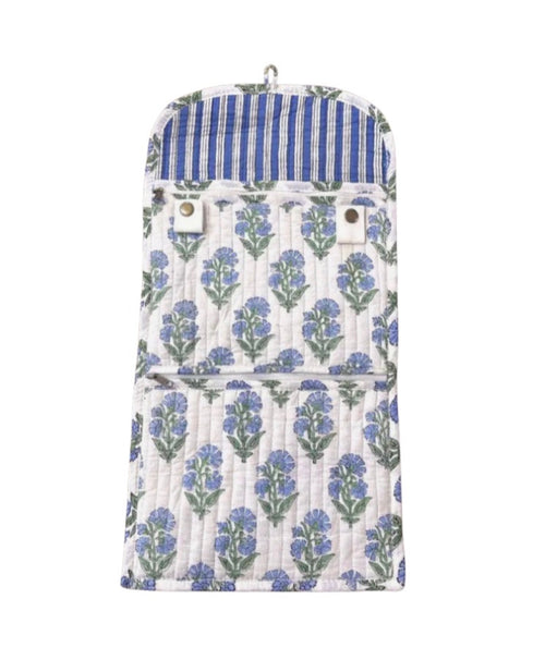 Block Print Jewelry Pouch - Blue