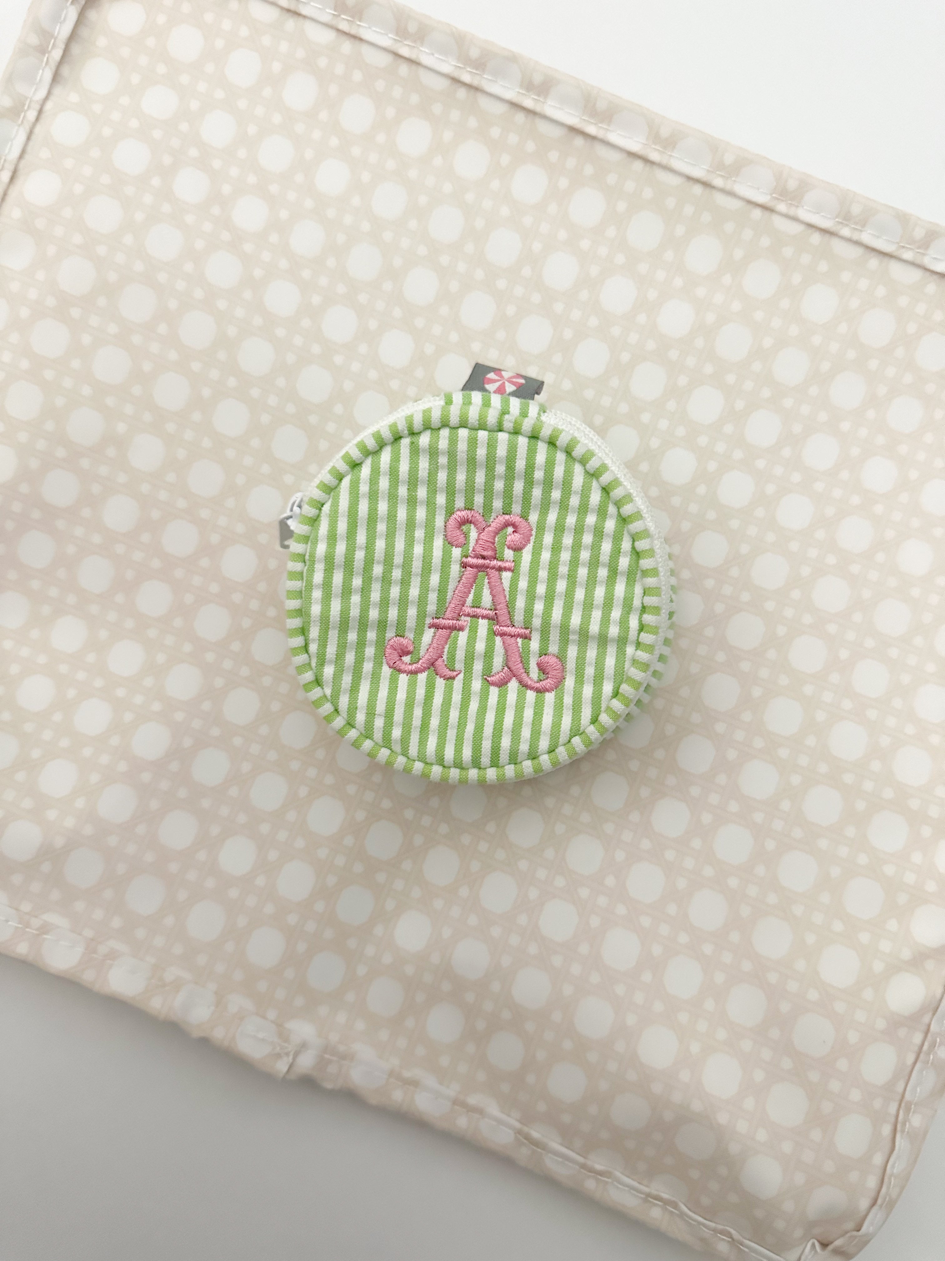Mini Seersucker Jewelry Case - Lime