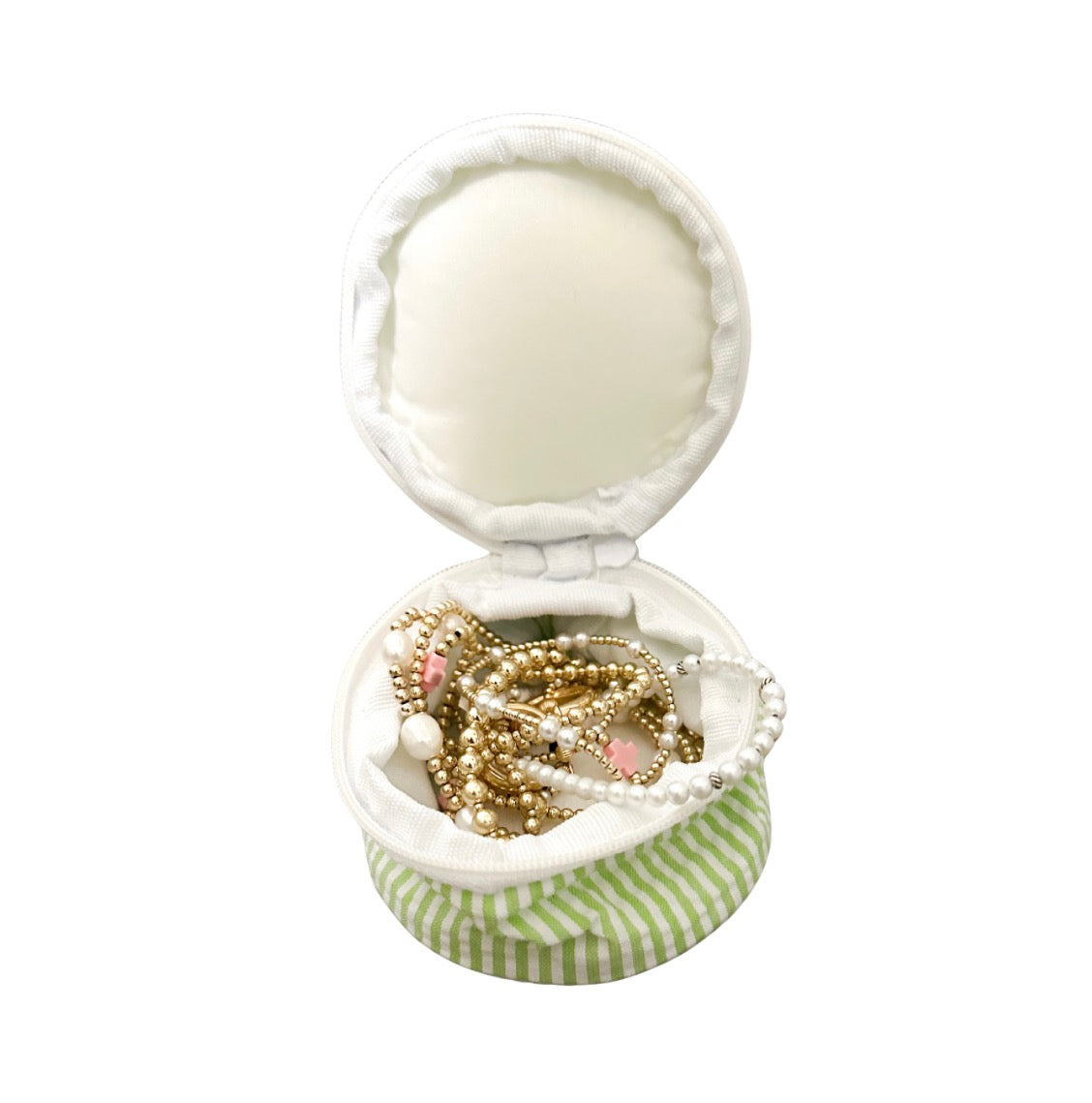 Mini Seersucker Jewelry Case - Lime
