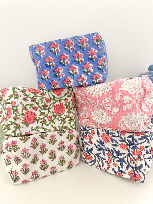 All the Pink Quilted Makeup Bag