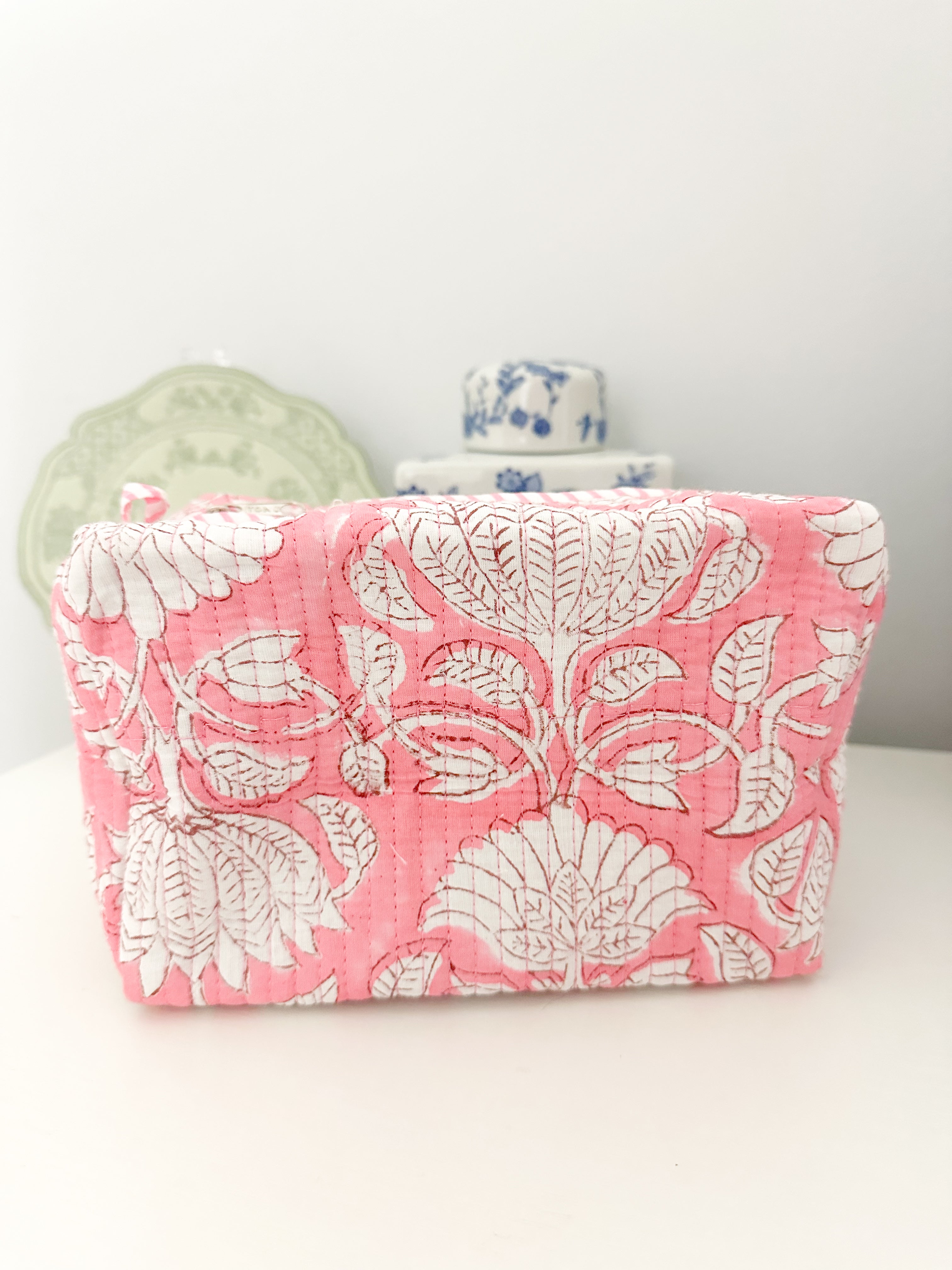 All the Pink Quilted Makeup Bag
