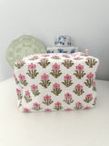 Classic Pink Quilted Makeup Bag