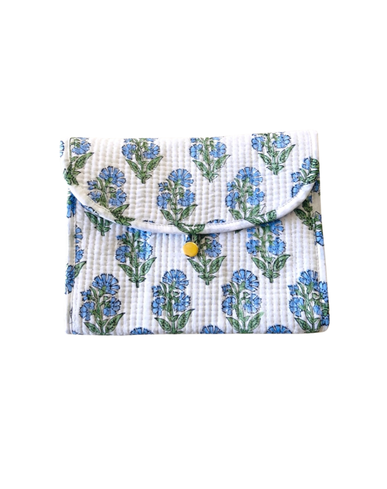 Block Print Jewelry Pouch - Blue